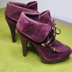 Just Fab women's purple suede heel ankle Booties size 7 US NWOT